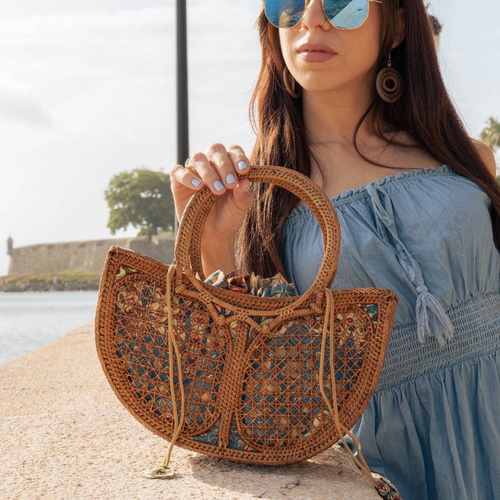 Bali Tulip Bali Rattan Tote Boho Wicker Bag Rattan Bag Wicker Purse